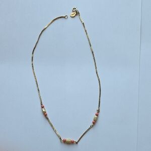 Chic Gold Necklace with Pink and Cream Accents